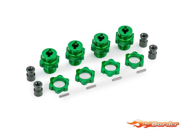 Traxxas Wheel Hubs Splined 17mm, short (green-anodized) with Wheel Nuts (4) (for 9080 kit) 9086-GRN