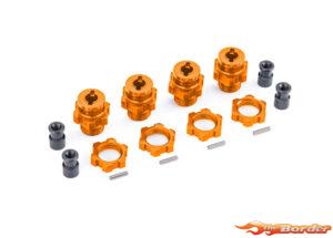 Traxxas Wheel Hubs Splined 17mm, short (orange-anodized) with Wheel Nuts (4) (for 9080 kit) 9086-ORNG