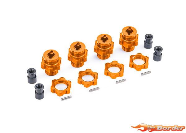 Traxxas Wheel Hubs Splined 17mm, short (orange-anodized) with Wheel Nuts (4) (for 9080 kit) 9086-ORNG