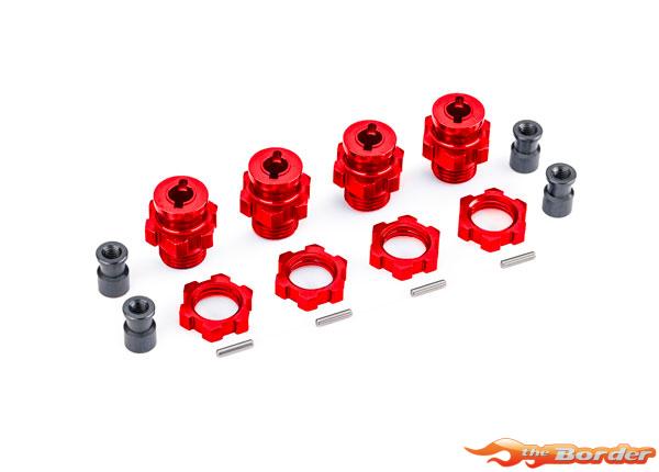 Traxxas Wheel Hubs Splined 17mm, short (Red-anodized) with Wheel Nuts (4) (for 9080 kit) 9086-RED