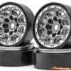 BRP 1.0'' Black Silver Beadlock Wheel Rim set for 1/18 M010 - Afbeelding 2