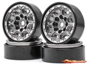 BRP 1.0'' Black Silver Beadlock Wheel Rim set for 1/18 M010