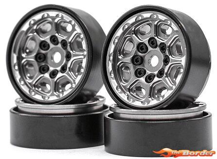 BRP 1.0'' Black Silver Beadlock Wheel Rim set for 1/18 M010
