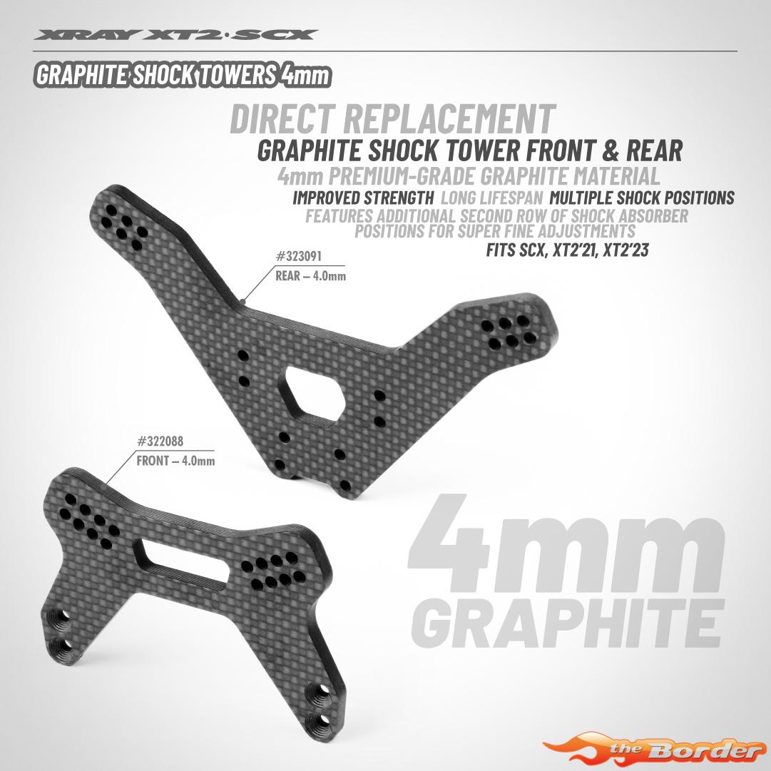 XRAY XB2 Carbon Shock Tower For Bridge Upper Deck - 2-Dots - Front 322091 - Afbeelding 3