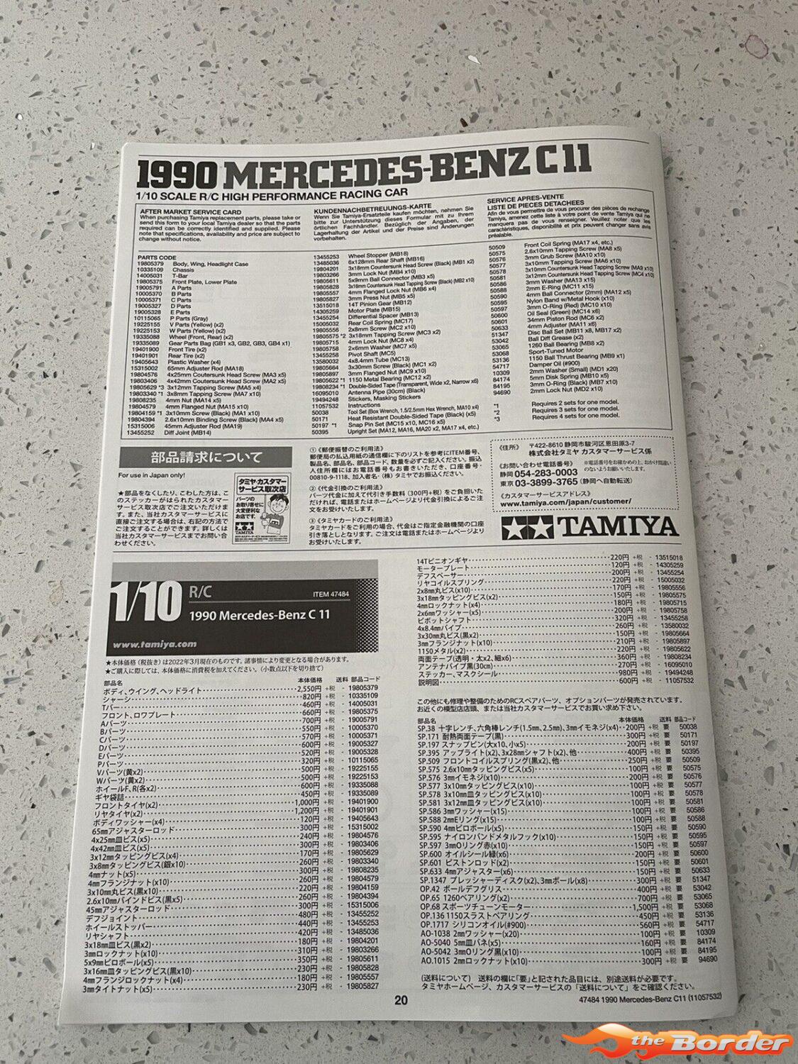 Tamiya Instruction Manual Mercedes Benz C11 Kit 47484 11057532 - Afbeelding 3