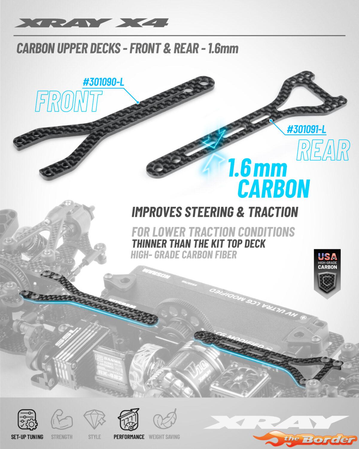 XRAY X4'26 Carbon Upper Deck - Split Rear - 1.6mm 301091-L
