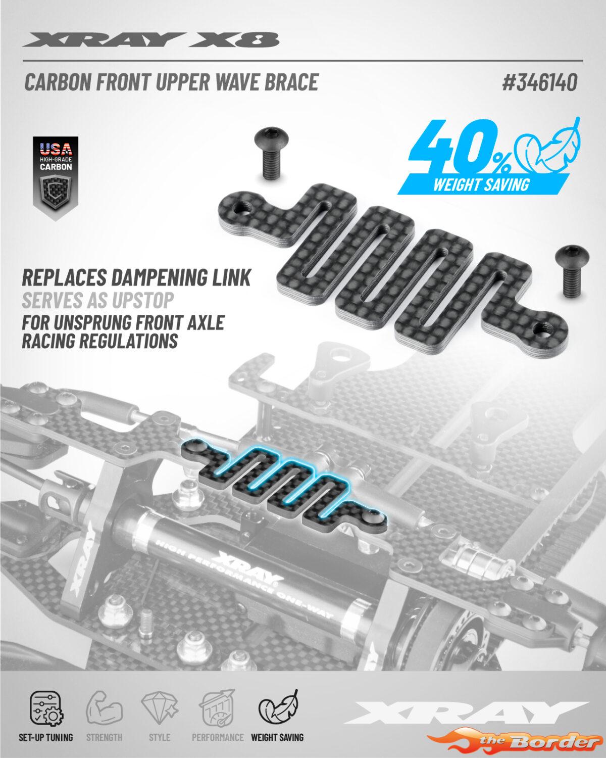 XRAY X8 Carbon Front Upper Wave Brace 346140