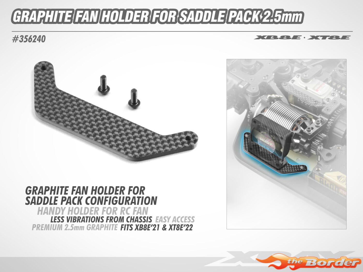 XRAY XB8E/XT8E Graphite Fan Holder for Saddle Pack 2.5mm 356240 - Afbeelding 3