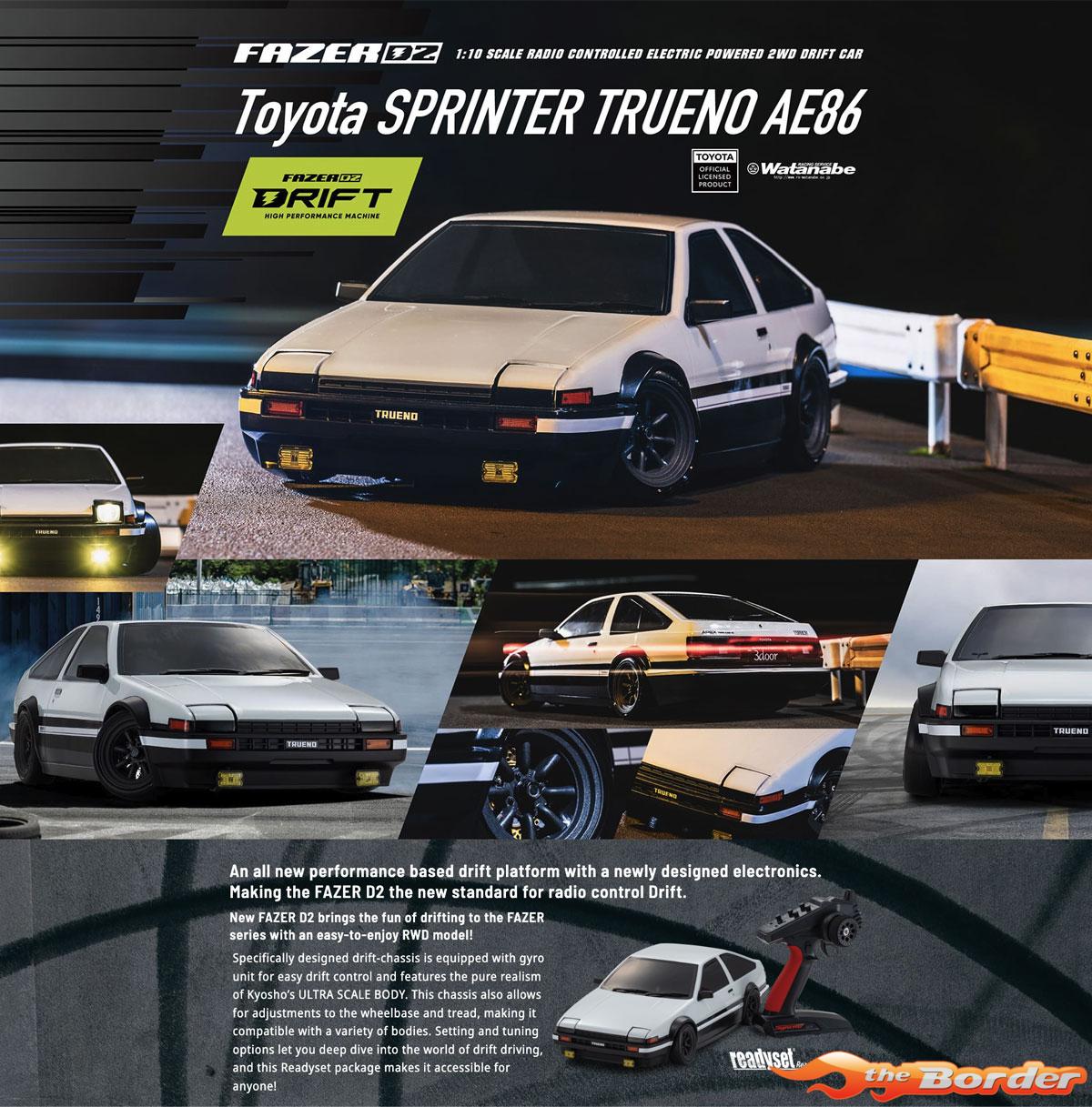 Kyosho Fazer D2 Toyota Sprinter Trueno AE86 White 1/10 Drift Readyset 34501B - Afbeelding 22