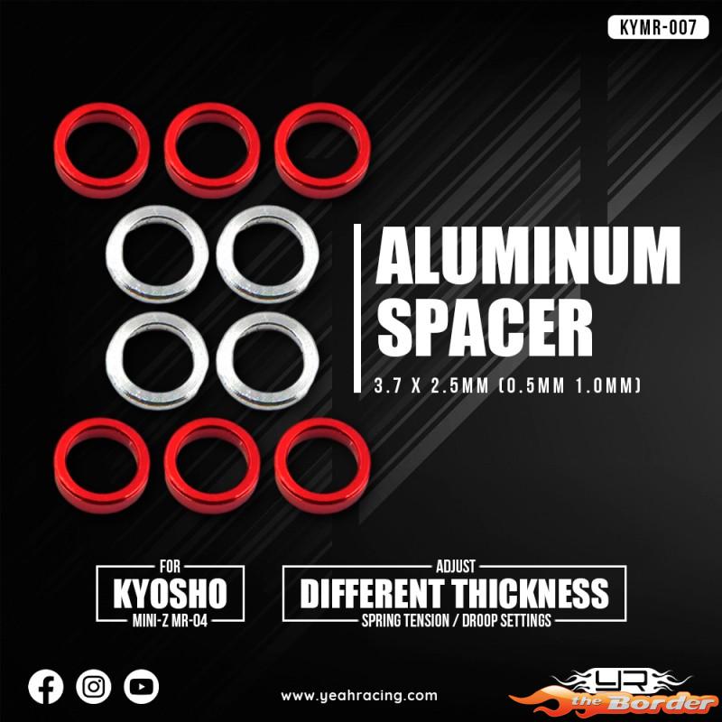 Yeah Racing Alu. Spacer 3.7 X 2.5MM (0.5MM 1.0MM) 10Pcs. Mini-Z MR04 KYMR-007SV/RD - Afbeelding 3