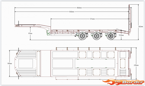 FM Electric 3Axle Diep lader met oprijplaten(Bouwdoos) 1/14 - Afbeelding 5