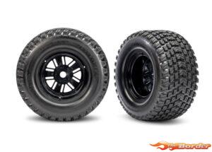 Traxxas Tires & Wheels, Assembled, Glued (Pro Scale Sand Car Race Black Wheels, Gravix Tires, Foam Inserts) (Rear) (1 Left, 1 Right) 10947