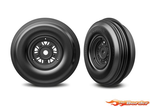 Traxxas Tires & Wheels, Assembled, Glued (Pro Scale Sand Car Black Wheels, Ribbed Tires, Dual Profile (3.2" Outer, 4.9" Inner), Foam Inserts) (Front) (1 Left, 1 Right) 10971