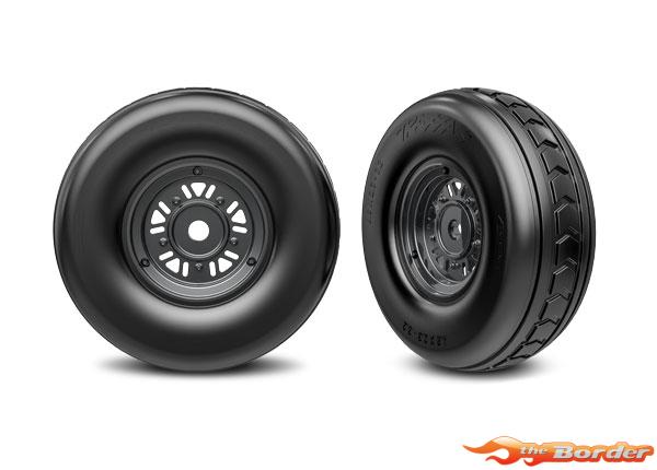 Traxxas Tires & Wheels, Assembled, Glued (Pro Scale Sand Car Black Chrome Wheels, Dual Profile Tires (3.2" Outer, 4.9" Inner), Foam Inserts) (Front) (1 Left, 1 Right) 10972-BLKC