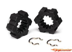 Traxxas Wheel Hubs, Hex (2)/ Hex Clips (2) 7756-BLK