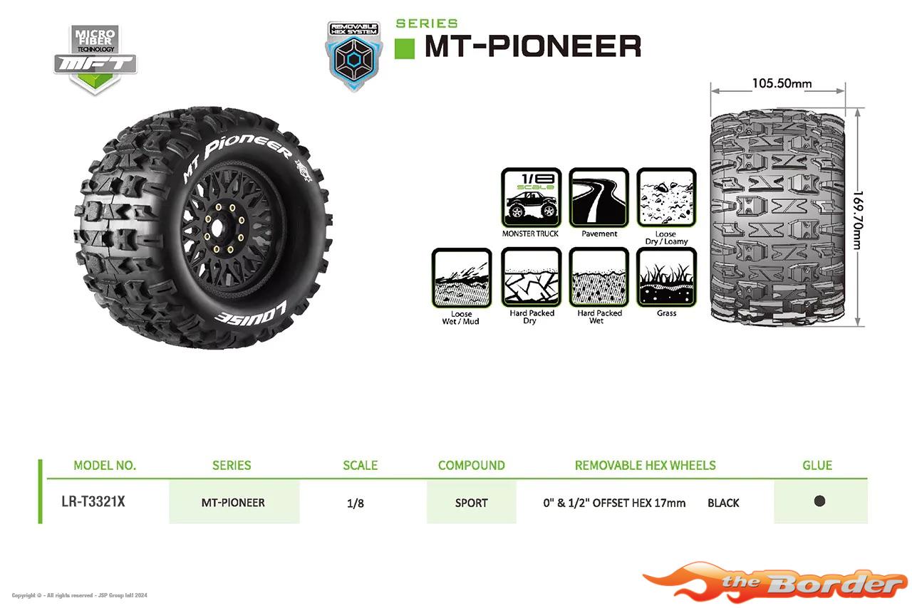 LouiseRC MFT MT-Pioneer Tyres for 1/8 Monster Truck (2) LR-T3321X - Afbeelding 6