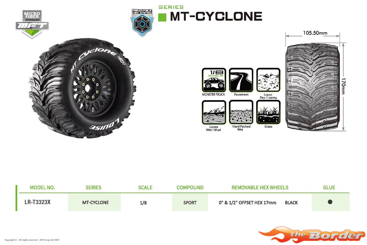 LouiseRC MFT MT-Cyclone Tyres for 1/8 Monster Truck (2) LR-T3323X - Afbeelding 6