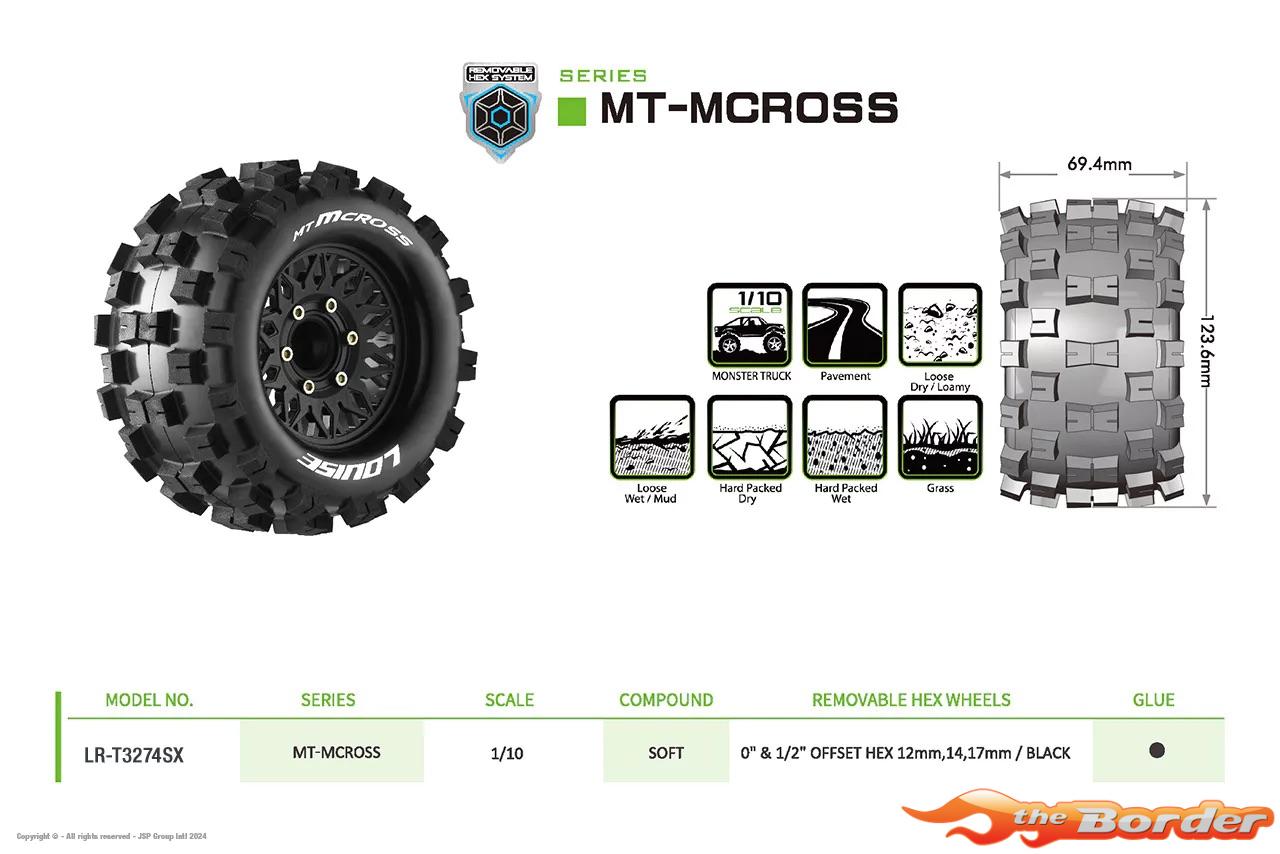 LouiseRC MT-MCROSS Traxxas Stampede Tires - Removable Hex (12mm, 14mm, 17mm) (F/R) LR-T3227SX - Afbeelding 6