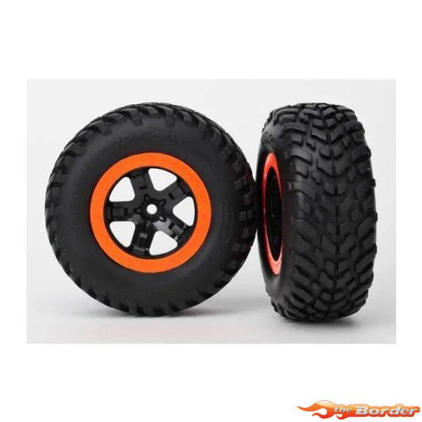 Traxxas Tires & Wheels, Assembled, Glued (SCT Black/Orange) 5864