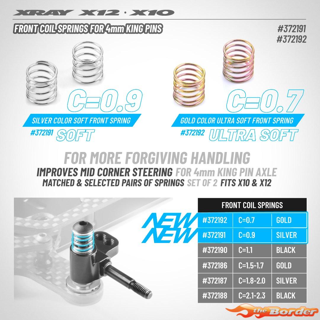XRAY Front Coil Spring for 4mm Pin C=0.7 Gold (2) 372192 - Afbeelding 3