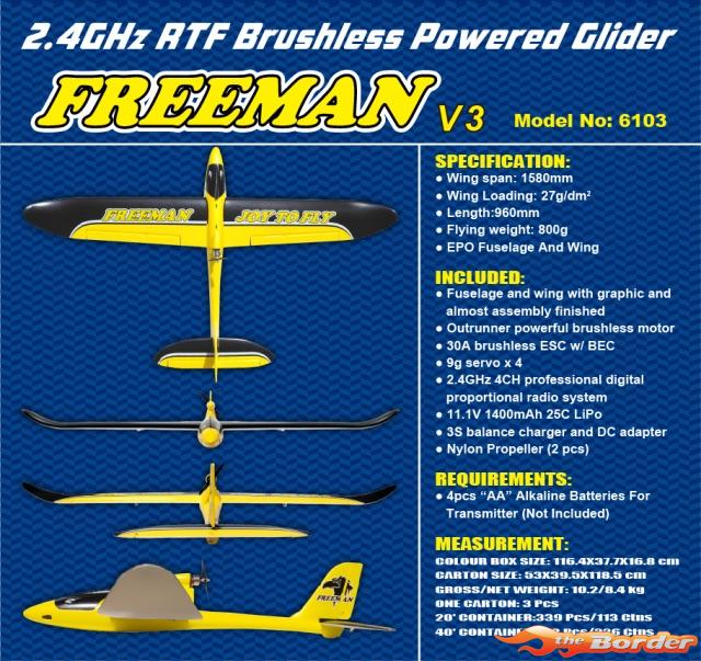 Joysway Freeman 1600 V3 Brushless Power Glider JW6103V3 - Afbeelding 2