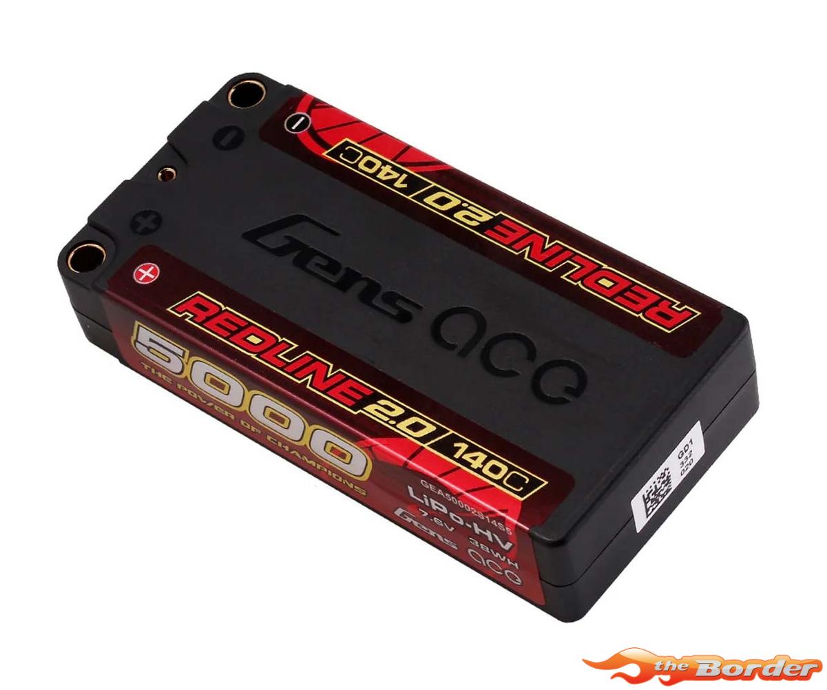 GensAce RedLine 2.0 Shorty 5000mAh HV 7.6V 2S1P 5mm Bullet 140C - Afbeelding 4