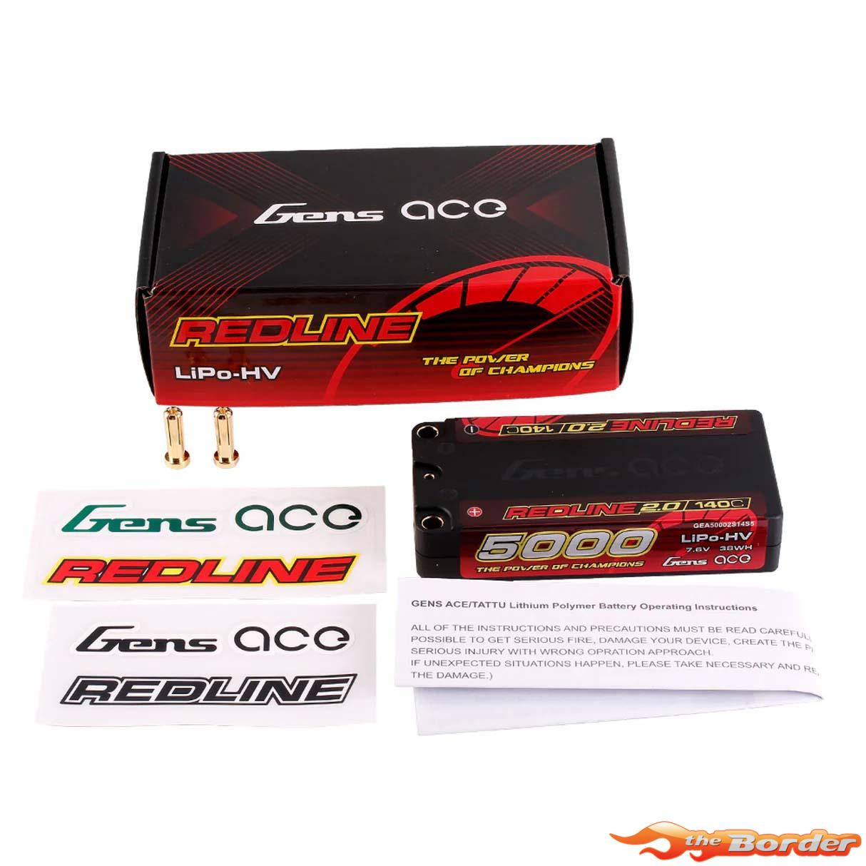 GensAce RedLine 2.0 Shorty 5000mAh HV 7.6V 2S1P 5mm Bullet 140C - Afbeelding 6