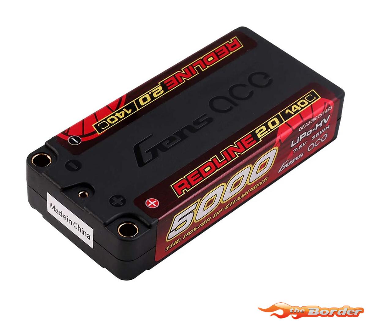 GensAce RedLine 2.0 Shorty 5000mAh HV 7.6V 2S1P 5mm Bullet 140C - Afbeelding 3