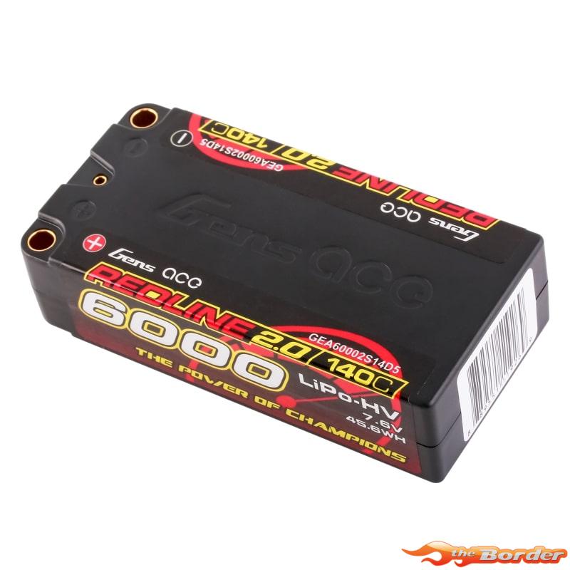 GensAce RedLine 2.0 Shorty 6000mAh HV 7.6V 2S1P 5mm Bullet 140C