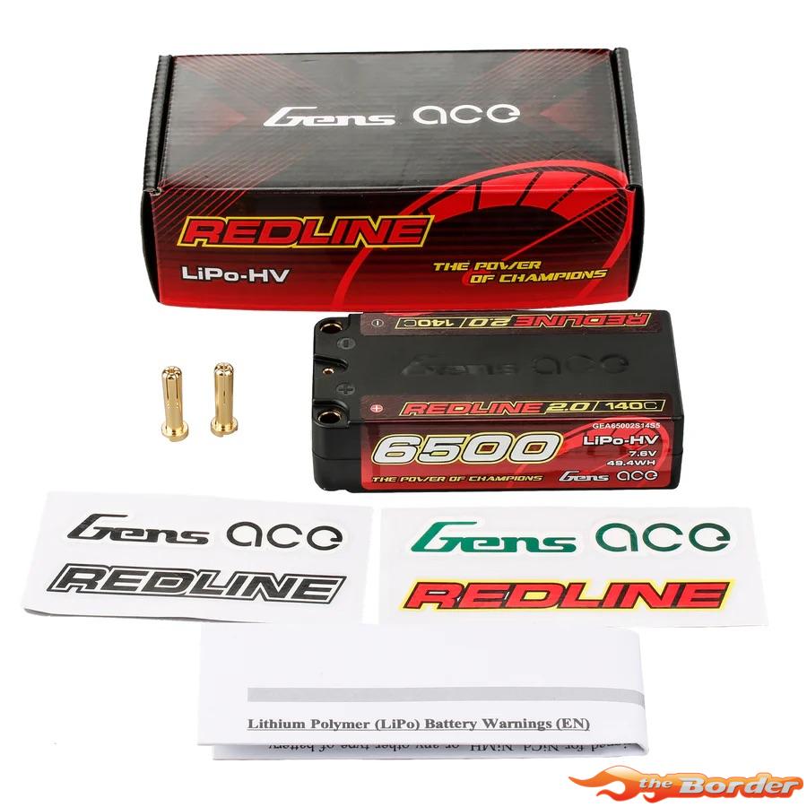 GensAce RedLine 2.0 Shorty 6500mAh HV 7.6V 2S1P 5mm Bullet 140C - Afbeelding 5