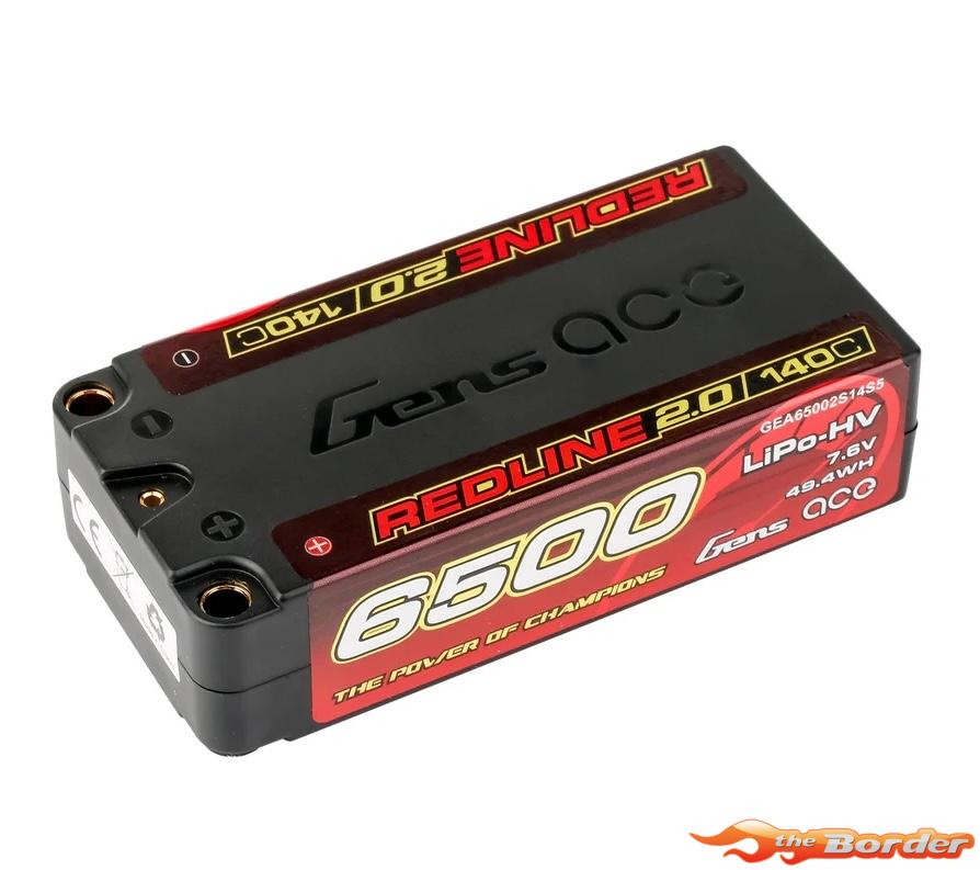 GensAce RedLine 2.0 Shorty 6500mAh HV 7.6V 2S1P 5mm Bullet 140C