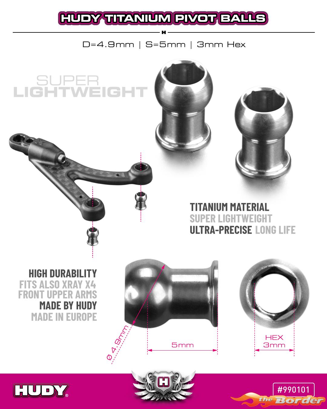 HUDY Titan Pivot Ball D=4.9 / S=5 / 3mm Hex (2) 990101