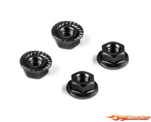 Hudy Alu Nut M4 With Serrated Flange - Black (4) 296541-K