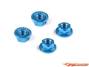 Hudy Alu Nut M4 With Serrated Flange - Blue (4) 296541-B