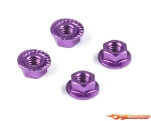 Hudy Alu Nut M4 With Serrated Flange - Violet (4) 296541-V