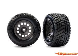Traxxas Tires & Wheels (Charcoal Gray Wheels, Gravix Tires, Front) Mini XRT 10772-GRAY