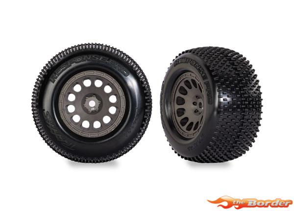 Traxxas Tires & Wheels (Charcoal Gray Wheels, Response Pro Tires) Mini XRT 10774-GRAY