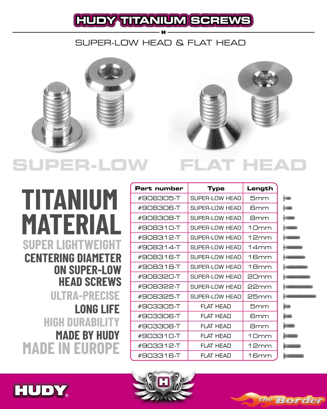 Hudy Titanium Flat Head Screw M3x16 (4) 903316-T - Afbeelding 2
