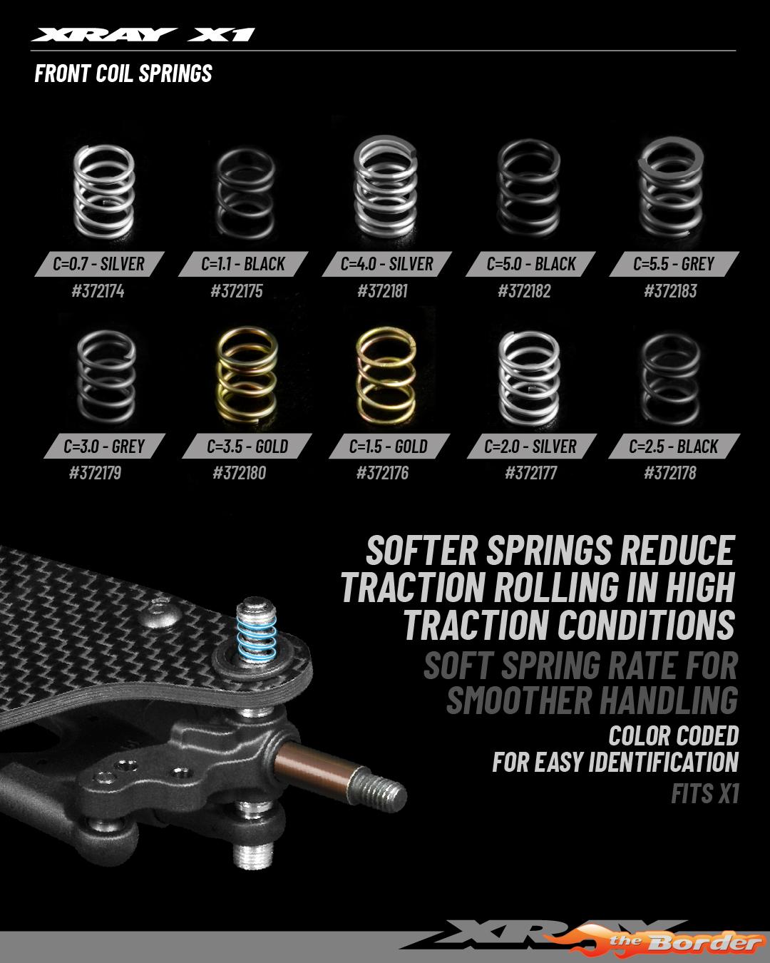 XRAY Spring 4.25 Coils 3.6x7x0.4mm; C=1.1 - Black (Soft) (2) 372175