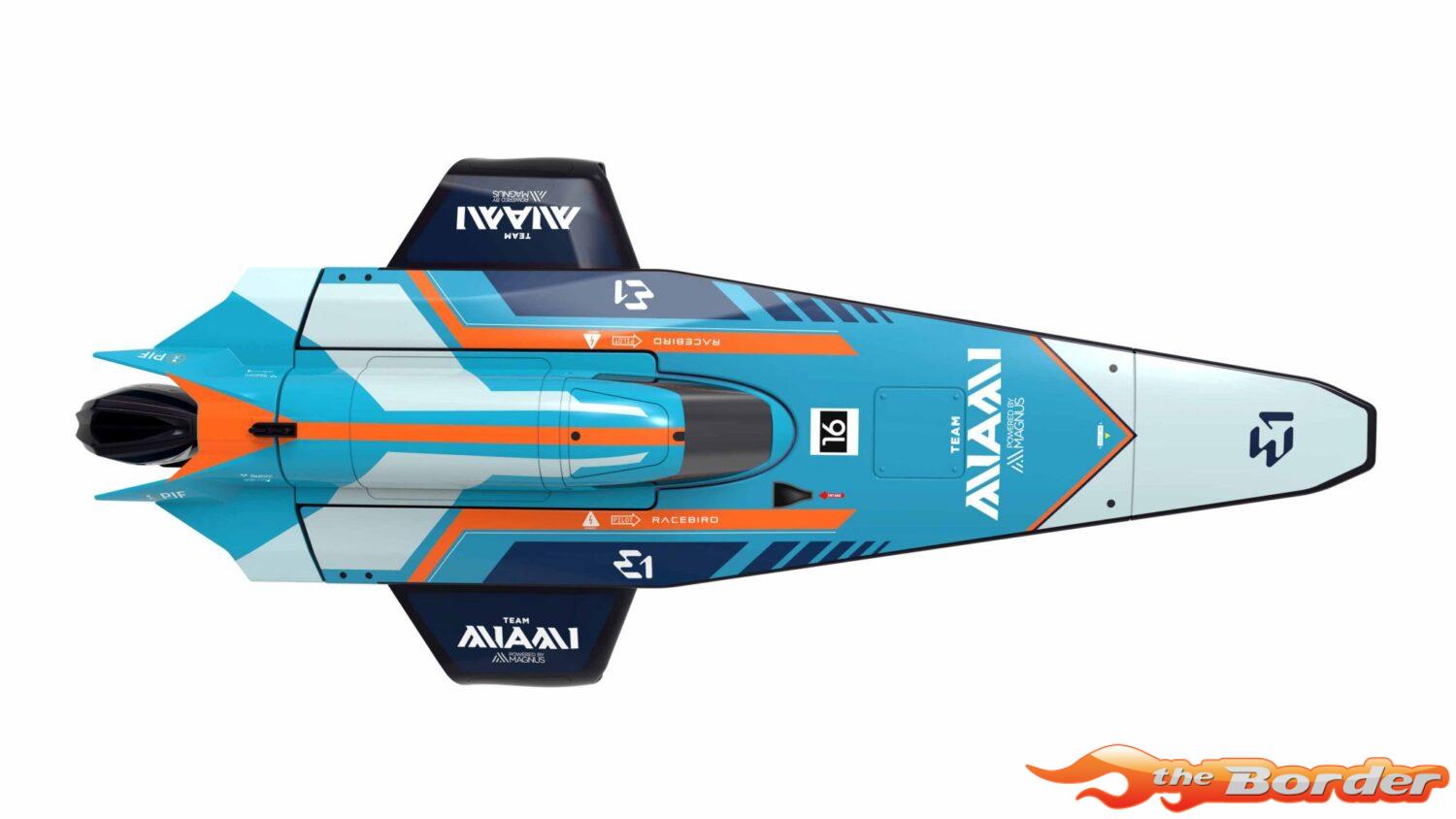 Joysway E1 RaceBird 545mm RTR Hydrofoil Boat Team MIAMI JW8608MIAMI - Afbeelding 3