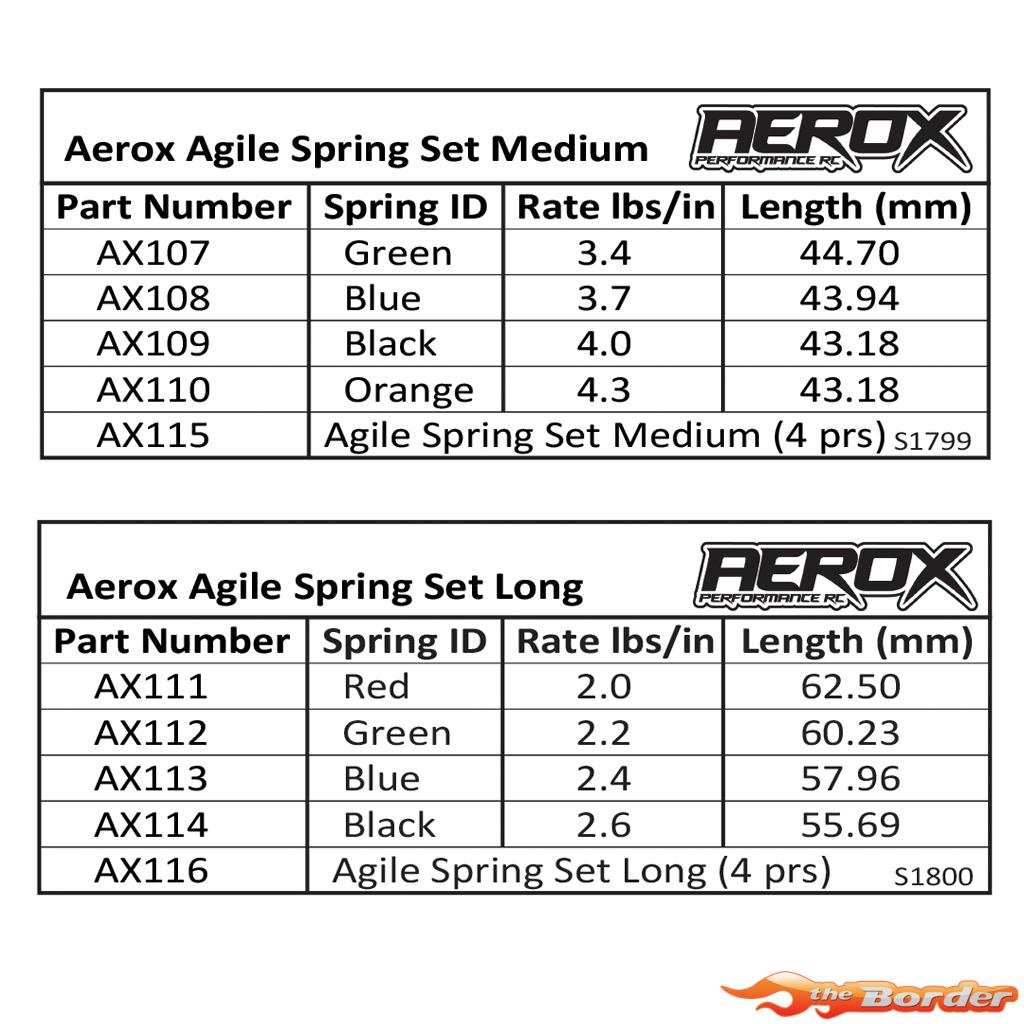 Aerox Agile Spring - Med Blue 3.7lb/in (2) (for 1/10 offroad) AX108 - Afbeelding 3