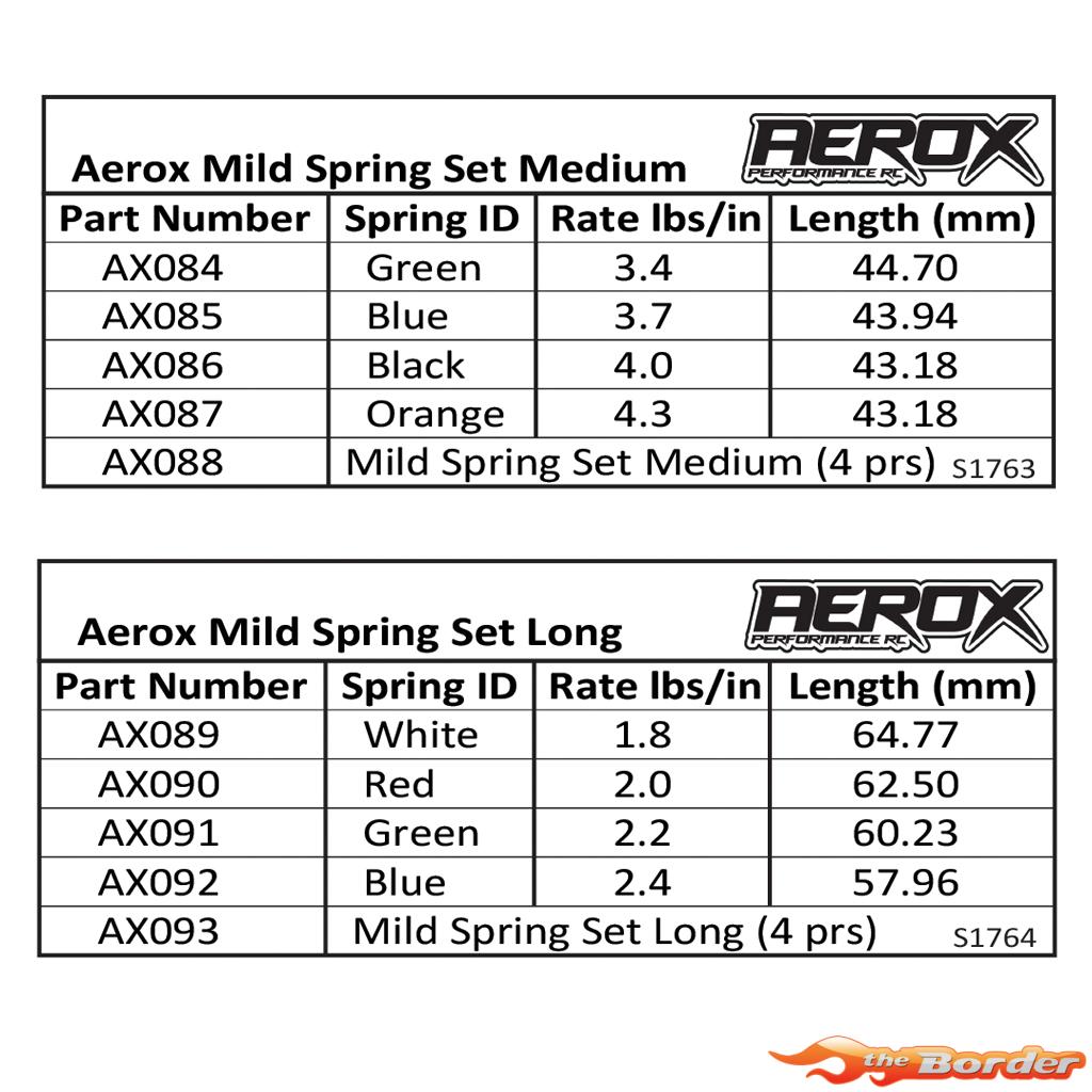 Aerox Mild Spring - Long White 1.8lb/in (2) (for 1/10 offroad) AX089 - Afbeelding 3