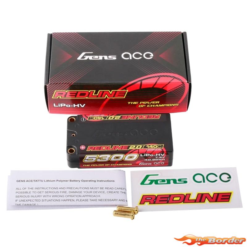 GensAce RedLine 2.0 Shorty 5300mAh HV 7.6V 2S1P 5mm Bullet 140C - Afbeelding 5