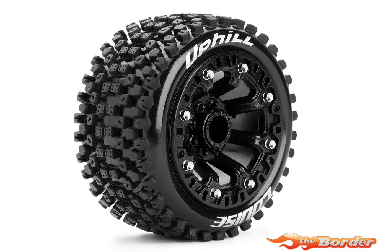 LouiseRC ST-Uphill Traxxas E-Revo & Summit 1/16 Tires - Wheels Black Glued LR-T3279SB - Afbeelding 2
