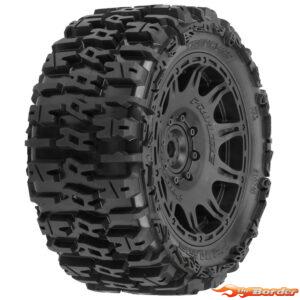 Proline Trencher F/R 5.7" Tires Mounted 24mm Black Raid 8x48 Hex (2) X-Maxx 1024010