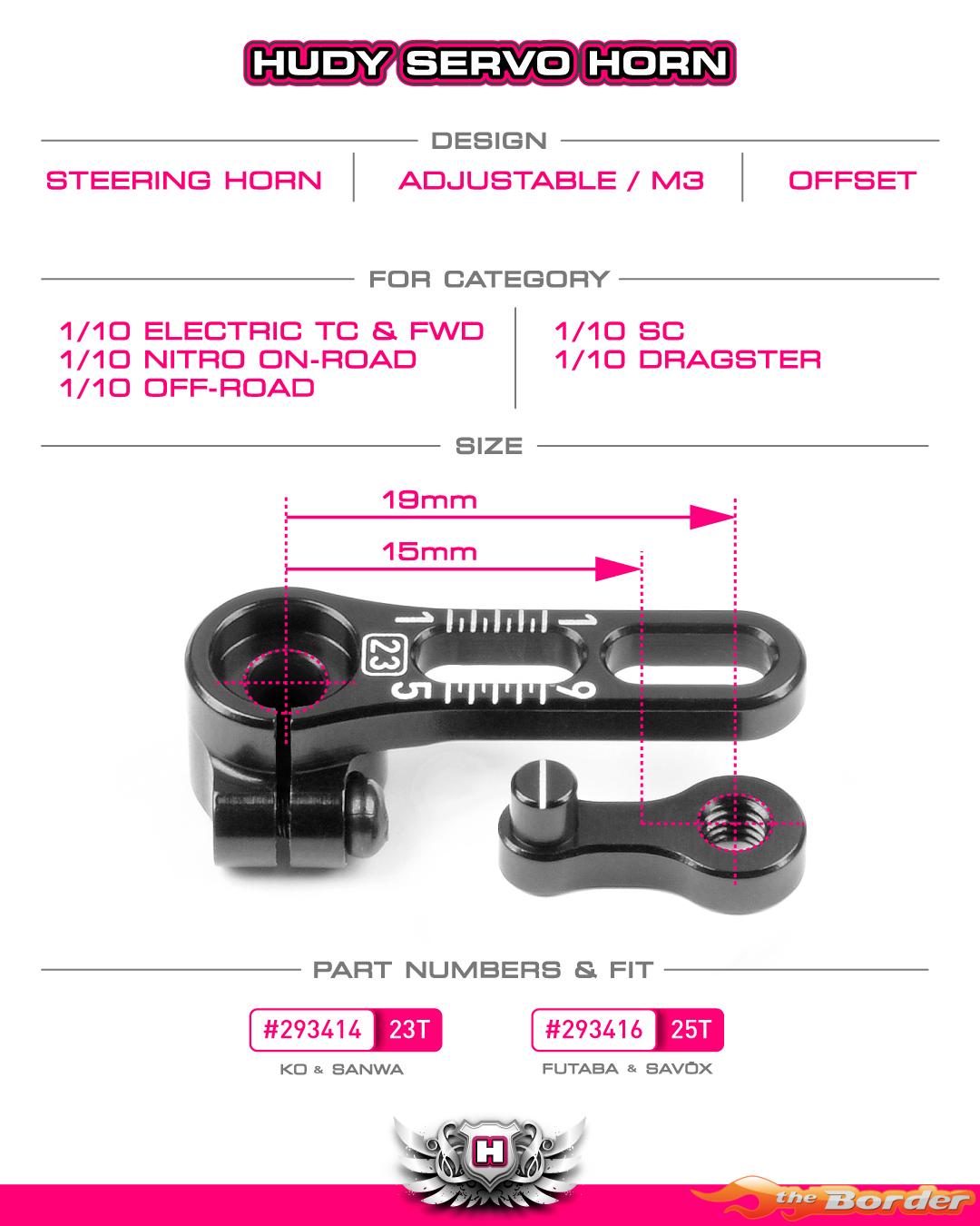 HUDY Alu Adjustable Clamp Steering Servo Horn - Futaba/Savöx - 25T 293416 - Afbeelding 3