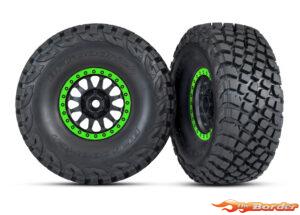 Traxxas Tires and wheels - Assembled & Glued (Method Racing wheels, Black/Green/Beadlock) 8474-GRN