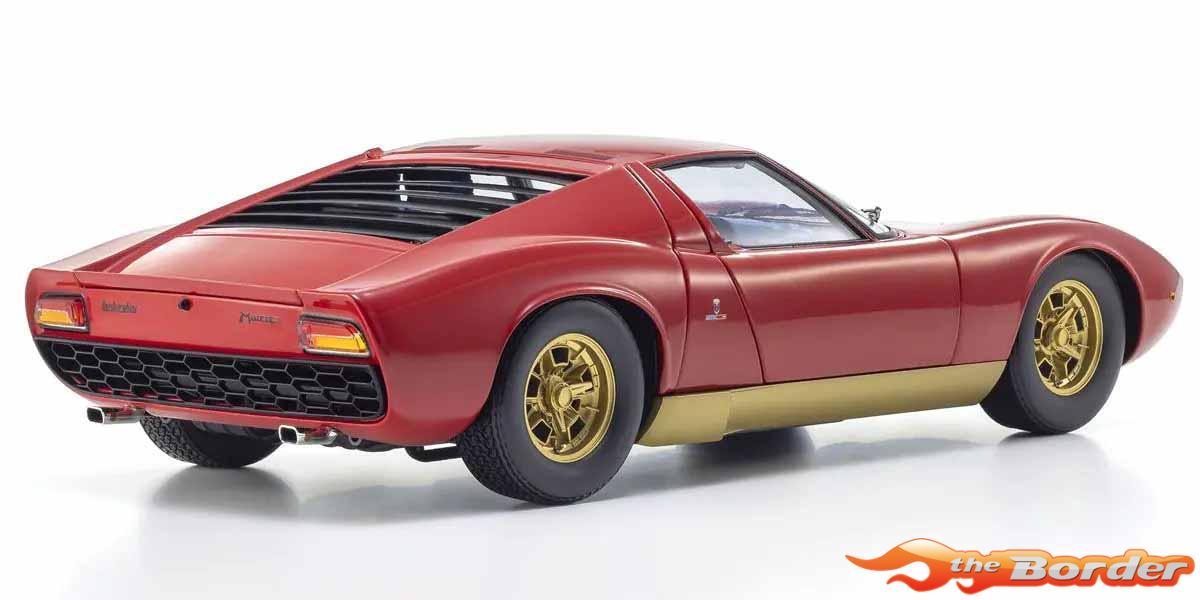 Kyosho 1/12 Lamborghini Miura P400 1968 Red/Gold KS08621RBL - Afbeelding 3