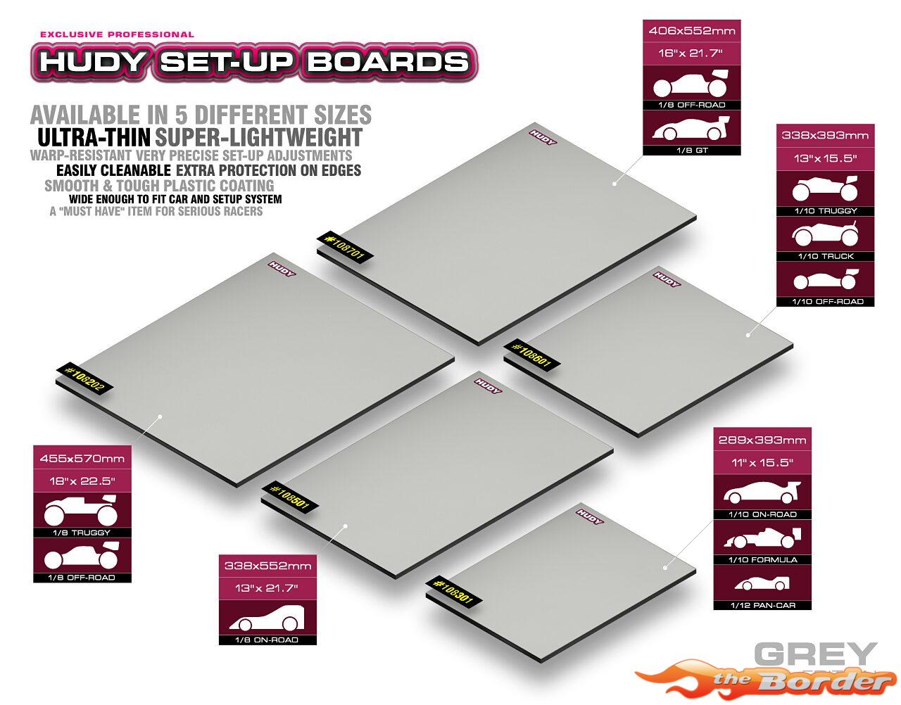 HUDY Flat Set-Up Board 1/8 On-Road - Lightweight - Grey 108501 - Afbeelding 3