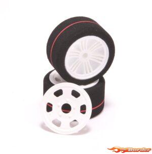 Schumacher 1/12 Rear Tyres Preglued 37Sh Red BRCA 51mm JM37G